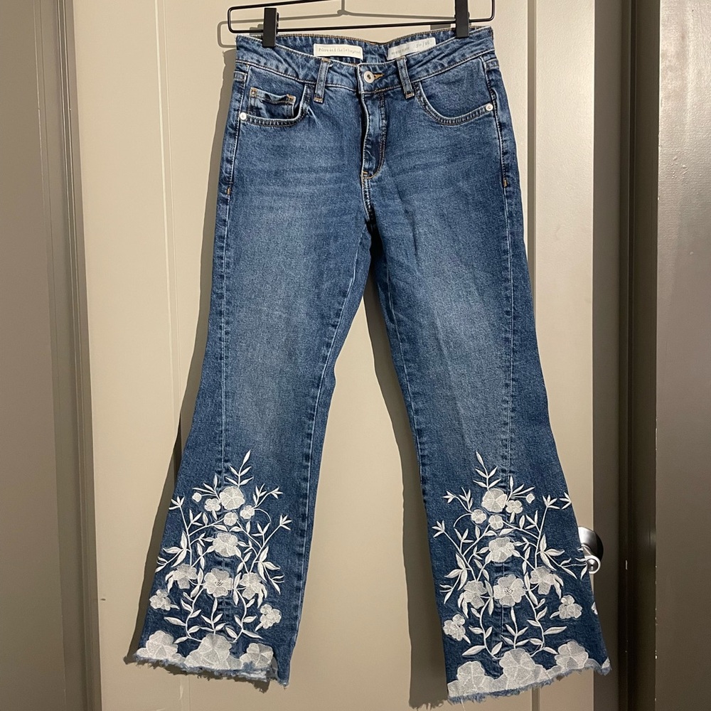 Anthropologie Pilcro and the Letterpress Floral Embroidered Pant